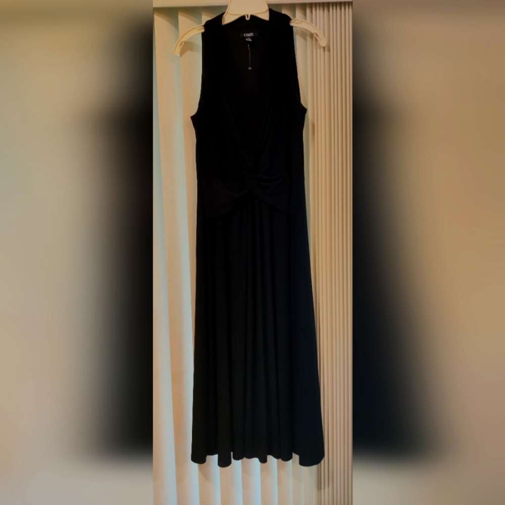 Chaps Black Sleeveless Midi Dress